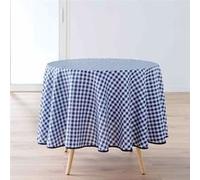 Douceur d'Intérieur, Nappe Ronde (Ø 180 cm) Vichy Bleu, Polyester Fils Teints