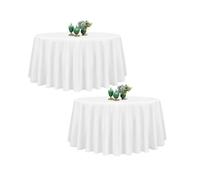 Nappe Ronde - Blanc - 220 cm - Lot de 2 - Polyester - Lavable - Résistante aux taches