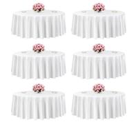 VEVOR Nappe ronde blanche, 3048 mm, couverture de table en polyester, lot de 6, résistante aux taches et aux plis, lavable en machine, pour salle à manger, mariage, fête, banquet, événement officiel