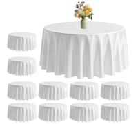 Nappe Ronde Blanches, Lot de 10 Nappes pour Table de Jardin de 213 cm, Protection de Table Nappe Blanc Imperméable en