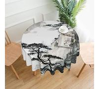 Nappe ronde de 152,4 cm en polyester - Motif montagne et pin - Pour table à manger