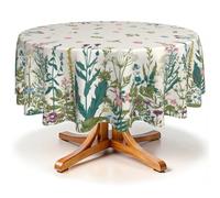 Nappe ronde de 152,4 cm, motif floral vert sauge, style vintage, fleurs sauvages, plantes rustiques, impression cadeau saisonnier, nappe décorative lavable en polyester pour fête, pique-nique