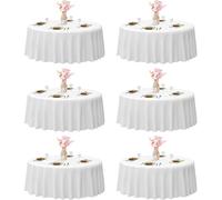 Nappe ronde de 305 cm 6 pièces housse de table blanche en polyester mariage banquet