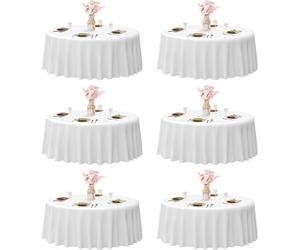 Nappe ronde de 305 cm 6 pièces housse de table blanche en polyester mariage banquet