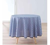 Nappe Ronde - DOUCEUR D INTÉRIEUR - Vichy Bleu - 180 cm - Antitache - Polyester