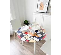 Nappe ronde élastique, housse de table ajustée avec bords élastiques pour salle à manger et pique-nique, protection de table en PVC, huile et imperméable avec dos en flanelle