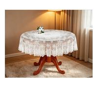 Nappe ronde en dentelle blanche à motif de fleurs de neige, 180 cm, en dentelle blanche