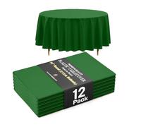 Nappe ronde en plastique de 213,5 cm de la marque Exquisite - Vert émeraude, 66% plus épaisse, 0,5 mil, lot de 12, résistante, ne se déchire pas facilement comme les marques bon marché