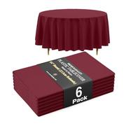 Nappe ronde en plastique de luxe Exquisite 66% plus épaisse, bordeaux premium, 0,5 mil, lot de 6, nappe jetable de 213 cm de diamètre, ne se déchire pas facilement comme les marques bon marché et