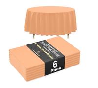 Nappe ronde en plastique de luxe Exquisite 66% plus épaisse Premium Pêche 0,5 mil - Lot de 6 - Nappe plastique jetable de 213 cm de diamètre - Ne se déchire pas facilement comme les marques bon marché