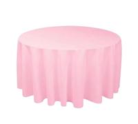 Nappe ronde en Polyester blanc/noir/rouge/or, 1 pièce, nappe solide | For la décoration de la maison de couverture de table de fête d'anniversaire de mariage(Pink,Diameter 180CM)