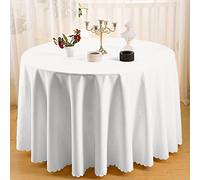 Nappe ronde en polyester infroissable, blanche élégante pour dîner de famille ou réunions, hôtel, usage quotidien, diamètre du cercle : 300 cm