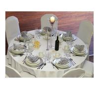Nappe ronde en tissu - blanc - diamètre 230 cm