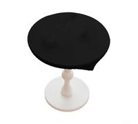 Nappe ronde extensible, imperméable, aspect cuir, demi housse élastique pour intérieur ou extérieur, salle à manger, fête de mariage, réutilisable, résistante aux taches, 70 cm/80 cm (80 cm, noir)