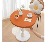 Nappe Ronde Exterieur Imperméable Jin Cuir PU ble Anti Taches Cuisine Nappe Convient pour les tables 90-100 cm Orange