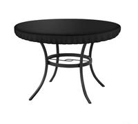 Nappe ronde imperméable pour table de jardin en matériau Oxford 210D avec doublure en PVC, design coupe-vent avec cordon de serrage, convient aux tables de 88 à 124 cm, noir (106 x 10 cm)