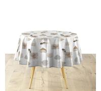 Nappe Ronde Imprimé Delicia 160cm Taupe
