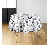 Douceur d'Intérieur Nappe ronde Kitchen Polyester imprimé Diamètre 180 cm Blanc