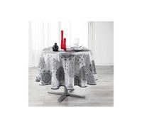 Nappe Ronde Imprimée Flamenco 180cm Gris
