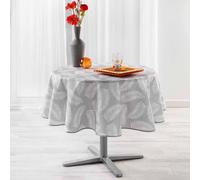 Douceur d'Intérieur, Nappe Ronde (Diamètre 180 cm) Lifette Gris, Polyester Imprimé