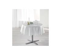 Nappe Ronde Imprimée Shantung 180cm Blanc