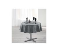 Nappe Ronde Imprimée Shantung 180cm Gris