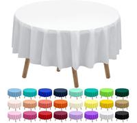 Nappe Ronde Jetable Imperméable PEVA 84 Pouces Lot De 2, Housse Table Blanche Pour Fête, BBQ, Mariage, Pique-Nique
