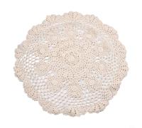 Nappe Ronde pour coton Brodé 50cm Nappe Ronde pour coton Brodé(Beige) | pour coton naturel doux, motif dentelle creux, diamètre 50cm, pour idéal salle à manger, café