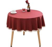 Nappe ronde pour protéger la surface de la table – 1 pièce, nappe unie en coton-lin brodé pour décorer la table à manger ou la table de thé (140 cm)