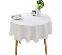 Nappe ronde pour protéger la surface de la table – Nappe unie en coton-lin et dentelle (120 cm)