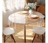 Nappe ronde PVC transparente 160cm 0,13mm imperméable anti-tache - Jardin intérieur noël protection table lavable PIQUET D'ATTACHE