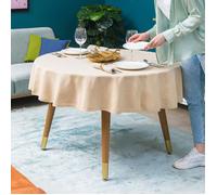 Nappe ronde, QMTXBYJ, diamètre 160 cm, imperméable et anti-poussière, lavable, beige