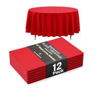 Nappe ronde rouge premium Exquisite 66% plus épaisse 0,5 mil 12 pièces en plastique réutilisable 213 cm de diamètre Nappe ronde en plastique qui ne se déchire pas facilement comme les marques bon