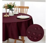 Nappe ronde rouge vin 180 cm, résistante aux taches, lavable, nappe de Noël pour la salle à manger, le jardin, les fêtes, les mariages ou la maison