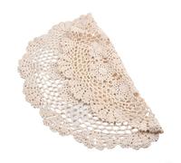 Nappe ronde rustique en coton avec dentelle au crochet pour café, hôtel, restaurant, décoration beige - 50 cm de large (blanc)