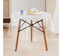 Nappe ronde transparente en PVC de 153 cm de diamètre, 0,13 mm d'épaisseur, lavable, imperméable, film de protection anti-graisse, pour tables à manger, tables basses