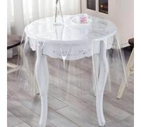 Nappe Ronde Transparente en PVC - Protection Imperméable Et Lavable pour Buffets Et Fêtes - Épaisseur : 0,25 mm - Diamètre : 220 cm - Housse Durable Et Facile à Net, 0.5mm, Diameter:160cm(63inch)