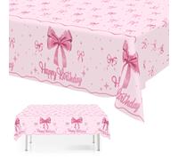 Nappe rose à nœuds pour fête d'anniversaire, décorations, cadeaux, nappe jetable, fournitures pour mariage et 1er anniversaire, décoration de table 526
