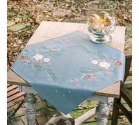 Nappe "Roses de Noël", 72x72cm, Vervaco, kit point de satin estampillé