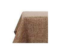 Nappe Tissu Imperméable Effet Lin pour Table Rectangulaire 130x160 cm Brun
