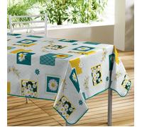 Nappe toile cirée - DOUCEUR D'INTERIEUR - Bouton d'Or - 140x300 cm - Bleu - Imperméable