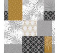 Nappe Toile cirée Ronde 140 cm - Eden Ocre - Imperméable et Antitache - Nappe roulée et sans plis