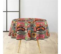 Douceur d'Intérieur, Nappe Ronde (Diamètre 160 cm) Americano Rouge, PVC Imprimé
