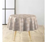 Douceur d'Intérieur, Nappe Ronde (Diamètre 160 cm) Feuillys Blanc, PVC Textilia