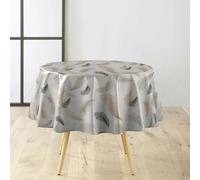 Douceur d'Intérieur, Nappe Ronde (Diamètre 160 cm) Folea Naturel, PVC Textilia