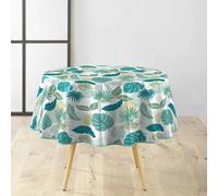 Douceur d'Intérieur, Nappe Ronde (Diamètre 160 cm) Plantania Bleu, PVC Textilia