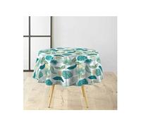Douceur d'Intérieur – Nappe ronde Plantania – PVC Textilia – Diamètre 160 cm – Bleu