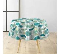 Douceur d'Intérieur, Nappe Ronde (Diamètre 160 cm) Plantania Bleu, PVC Textilia