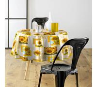 Douceur d'Intérieur - Nappe ronde Sunflower - PVC photoprint - Ø 160 cm - Jaune