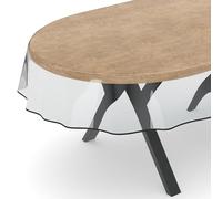 Nappe transparente, film de protection, 0,3 mm d’épaisseur, claire, ovale, 260 x 140 cm, avec ourlet, bordée